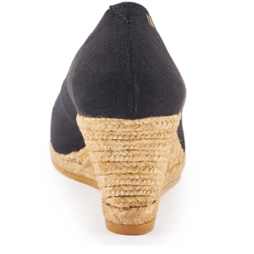 Black Espadrille Wedge Pumps - Women's Classic Style